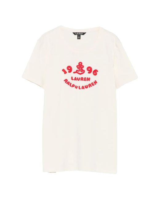 Ralph Lauren White Embroidered-Logo T-Shirt