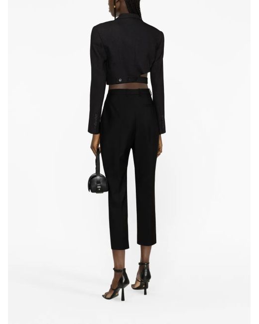McQueen Black Cropped Wool Trousers