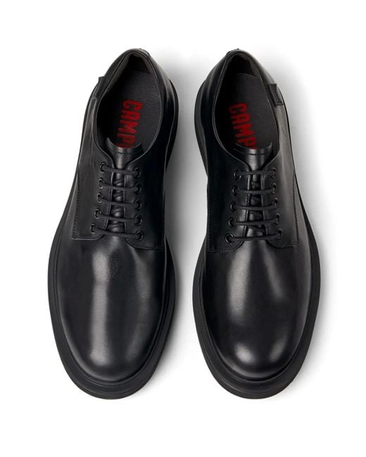 Camper Black Norman Leather Low-Top Derby Shoes for men