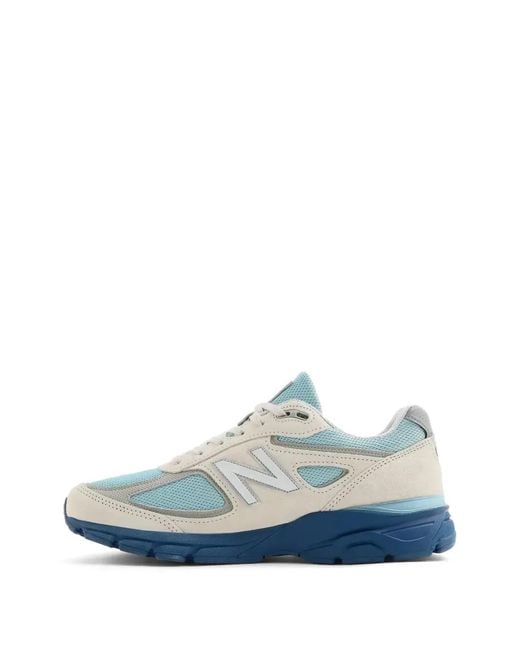 New Balance Blue 990V4 Mesh-Panel Sneakers