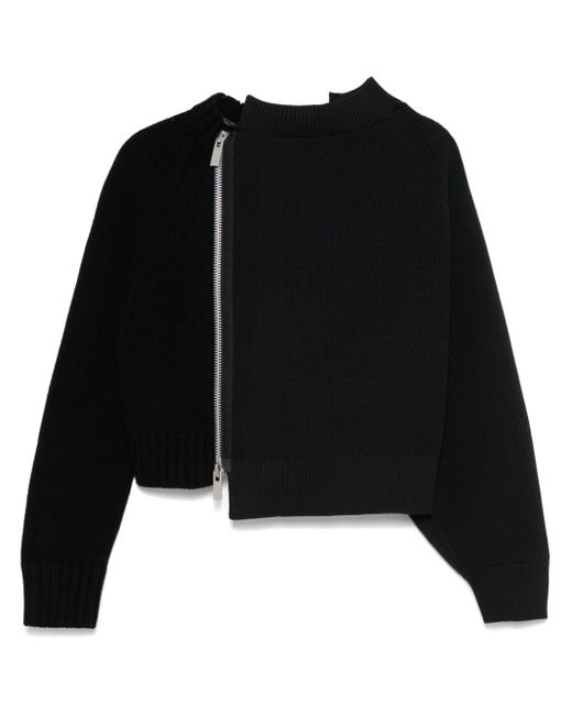 Sacai Black Asymmetric Cardigan