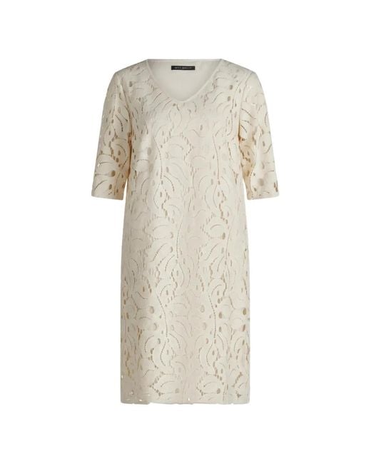 Betty Barclay White Leaf-Lace V-Neck Midi Dress