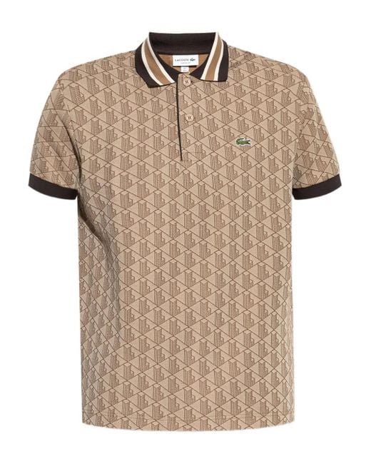 メンズ Lacoste ジオメトリック ポロシャツ Natural