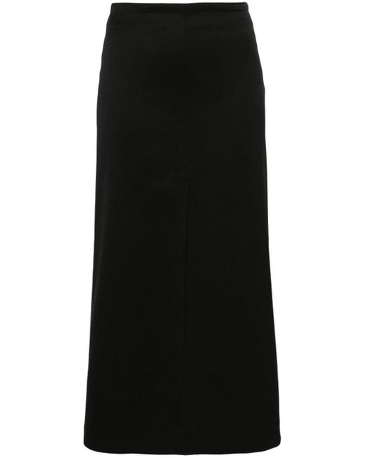 MM6 by Maison Martin Margiela Black High-waist Twill Midi Skirt