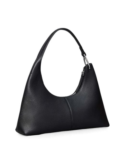 Calvin Klein Black Grained-Effect Curved Tote Bag