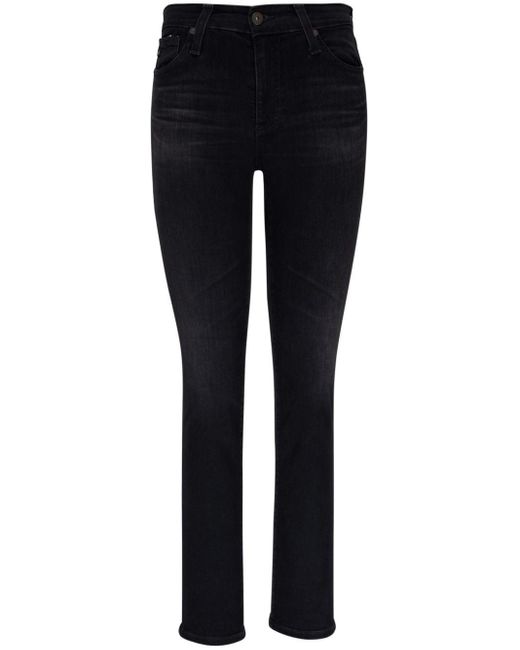 AG Jeans Black Halbhohe Skinny-Jeans