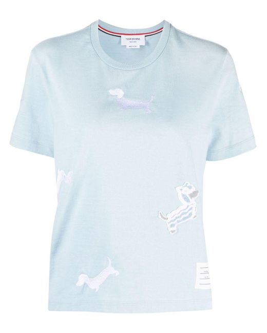 Thom Browne T-shirt Met Print in het Blue
