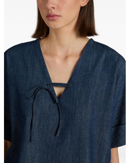 Glanshirt Blue Tie-Detail Denim T-Shirt