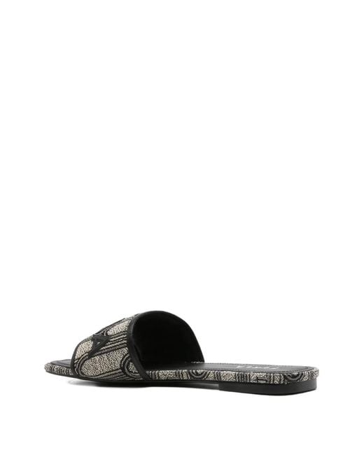 Furla White Brezza Monogram-Pattern Flat Sandals