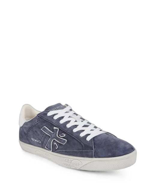 Premiata Blue Logo-Patch Sneakers