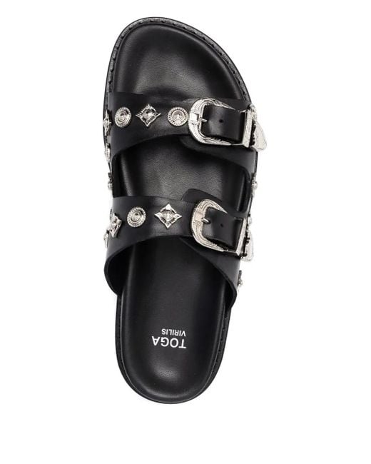 Toga Virilis Black Buckle Strap Sandals for men