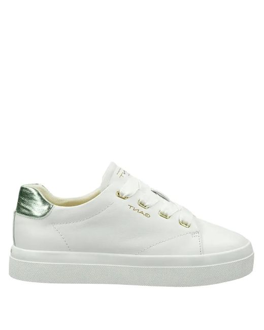 Zapatillas de cuero con lengüeta de tacón metalizada Gant de color White