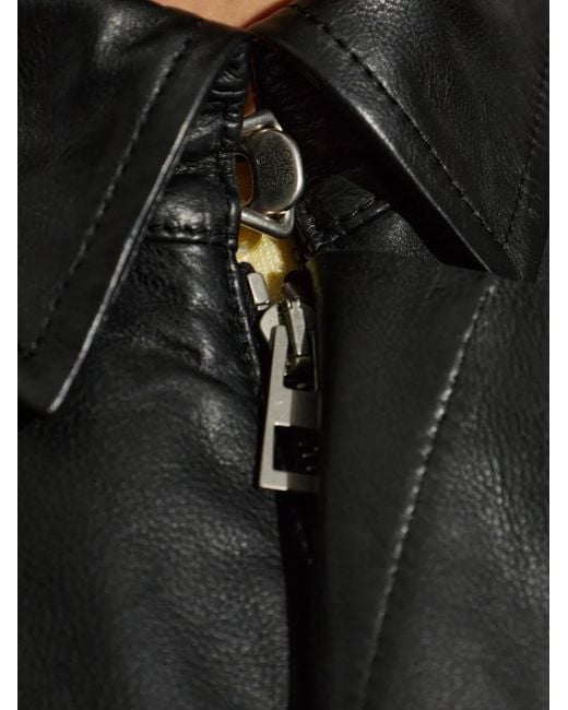 Loewe Black Zip-Fastening Leather Jacket