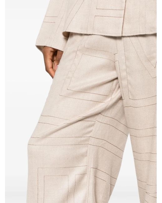 Totême Natural Monogram Flannel Pajama Bottoms