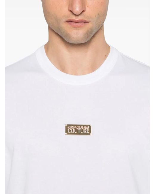 Versace Jeans Couture White Logo-Plaque T-Shirt for men