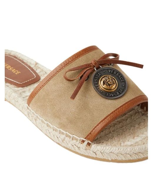 Versace Brown Medusa-Plaque Espadrilles