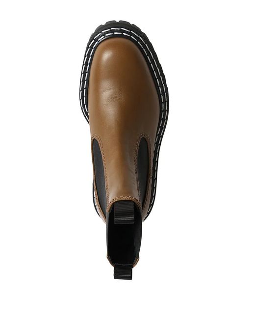 Proenza Schouler Black Lug Sole Contrast-Stitch Combat Boots