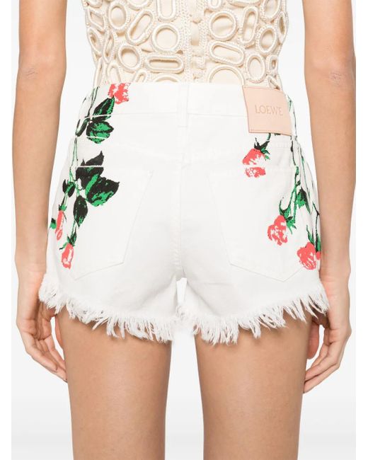 Loewe フローラル ショートパンツ White