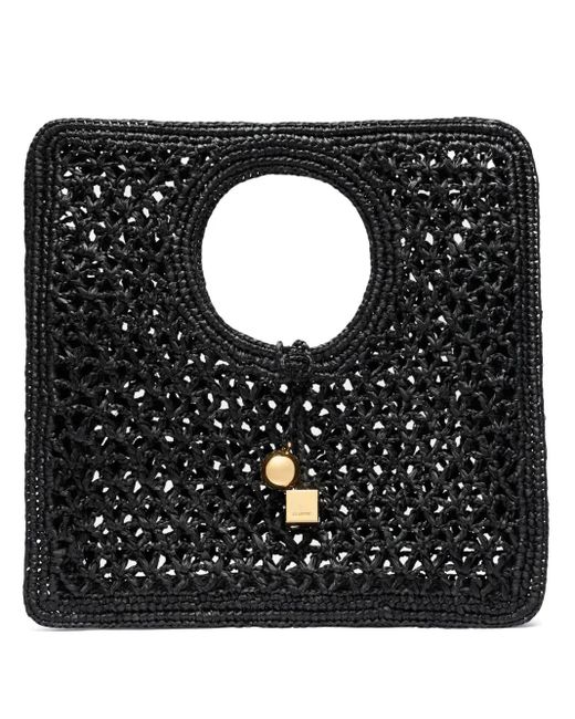 Jacquemus Black Le Petit Carre Spiaggia Rafia Handtasche