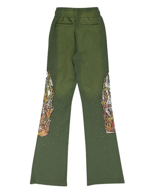 Who Decides War Green Drawstring Track Pants for men