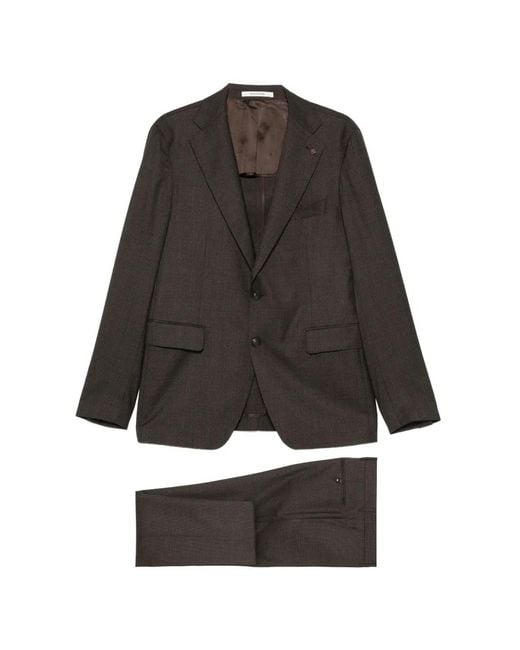 Tagliatore Black Notched-Lapel Single-Breasted Suit for men
