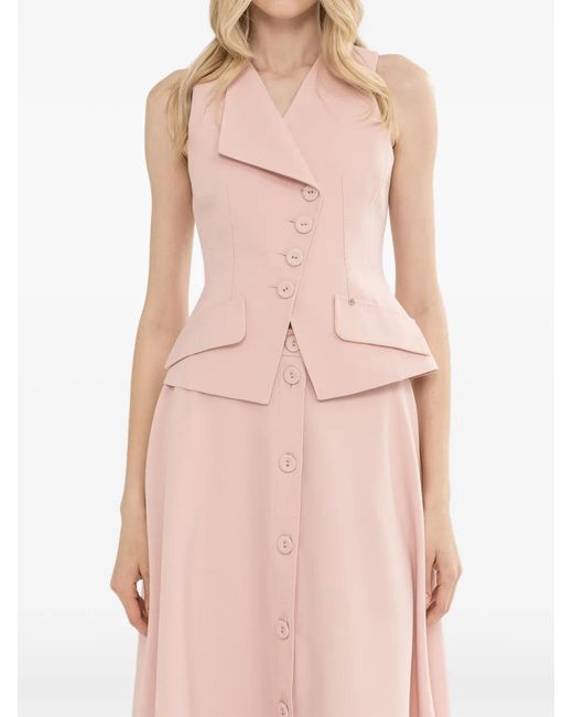 Nissa Pink Jupe Mi-Longue À Boutonnières Latérales