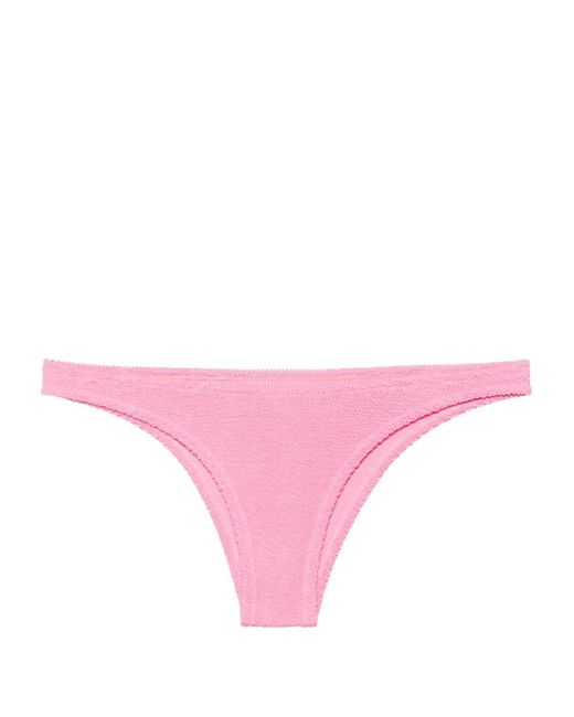 Mc2 Saint Barth Pink Crinkled-effect Bikini Bottoms