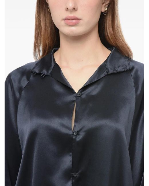 Co.Go Blue Button-Detail Silk Shirt