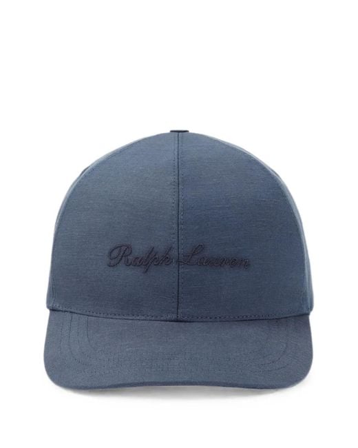 Ralph Lauren Blue Logo-Embroidered Linen Baseball Cap for men