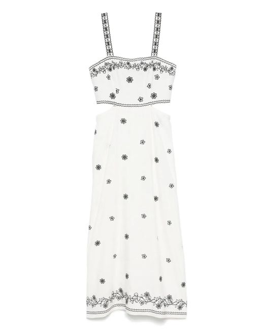 Maje White Besticktes Maxikleid Mit Cut-Out