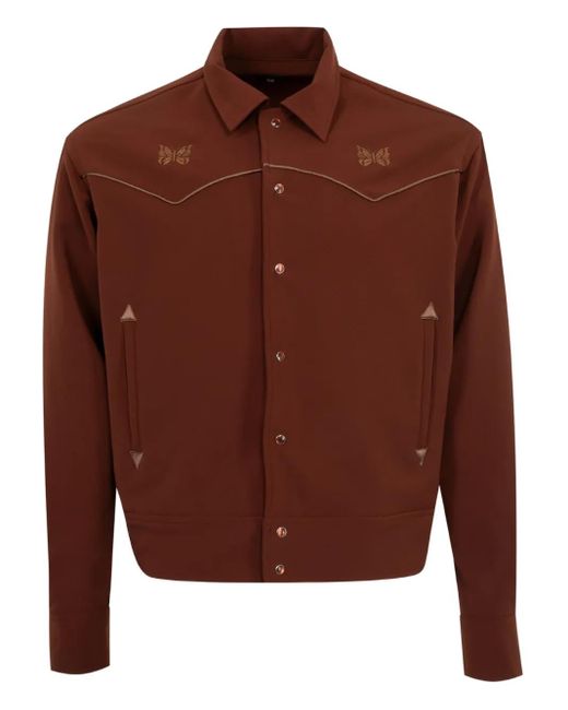Needles Brown Embroidered Bomber Jacket for men