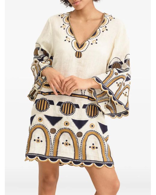 Eres Natural Medaillon Embroidered Midi Dress