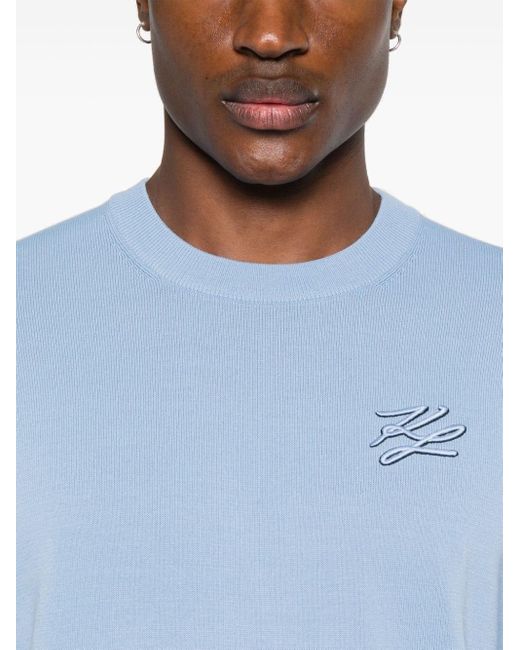 Karl Lagerfeld Blue Logo-embroidered Jumper for men