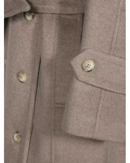 Dondup Gray Double-Breasted Coat