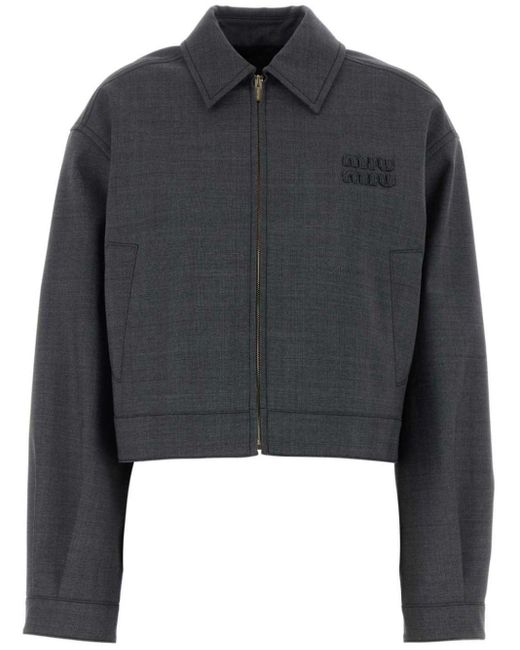 Miu Miu Prince Of Wales Check Jacket in Black Lyst UK