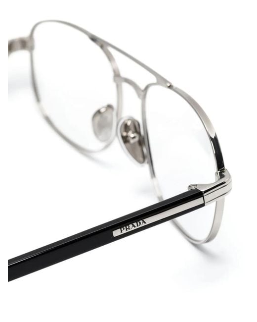 Prada Natural Logo-Print Aviator-Frame Glasses for men