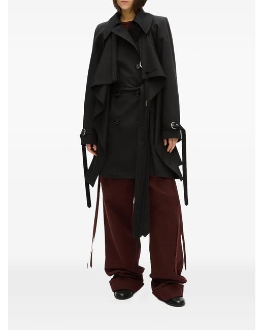 Ann Demeulemeester Black Reppa Draped Trench Coat