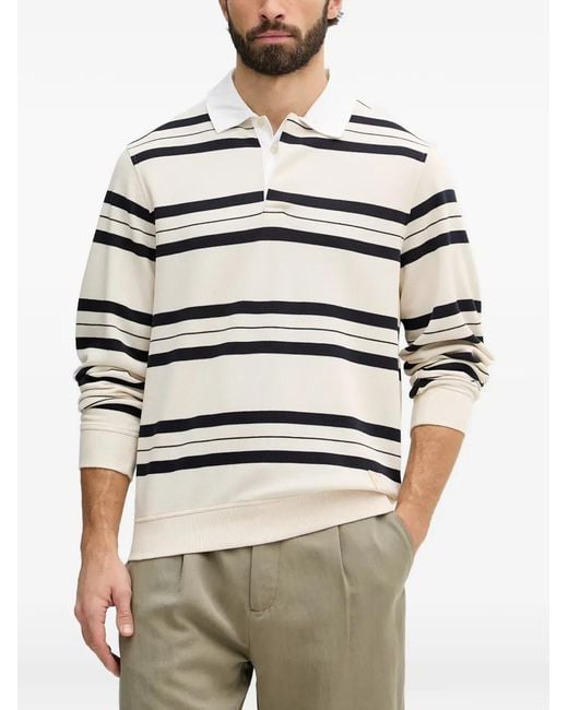 Guess Natural Striped Long-Sleeve Polo-Collar Sweater for men