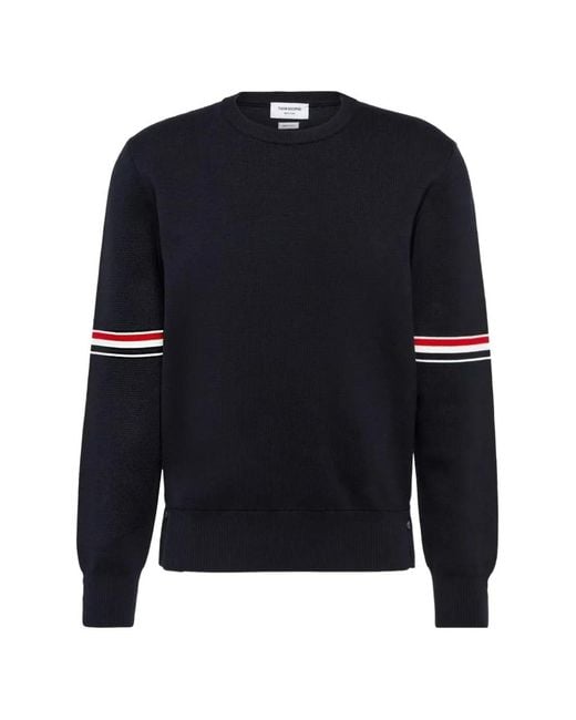 Thom Browne Blue Rwb Stripe-Detail Sweater for men