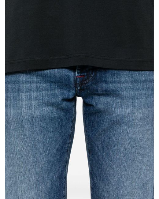 Kiton Blue Logo-tag Tapered Jeans for men