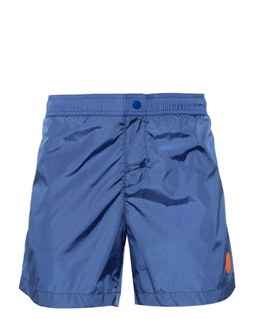 Moncler Blue Logo-patch Elasticated Swim Shorts for men