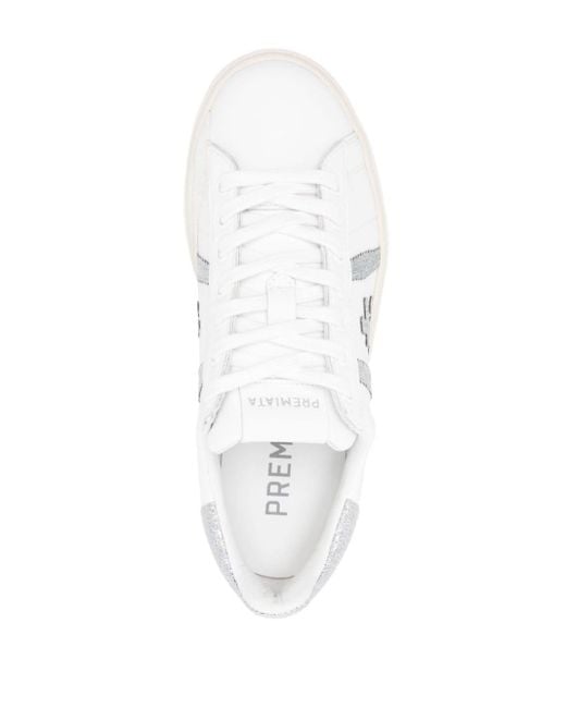 Premiata White Russell 6824 Leather Sneakers With Crepe Sole