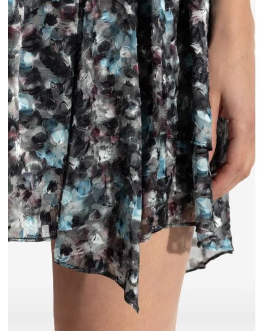 IRO Black Ruffled Abstract-Print Top