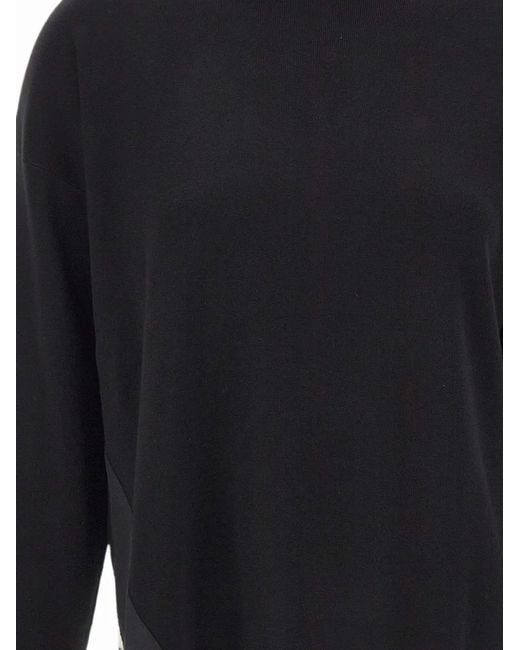Elena Miro Blue Asymmetrical-Hem High-Neck Sweater