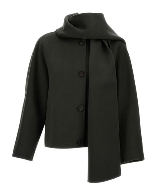 Max Mara Black Button-Fastening Scarf-Neck Jacket