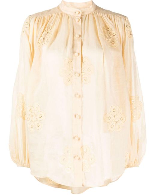 Zimmermann Natural Acadian Floral-embroidered Blouse