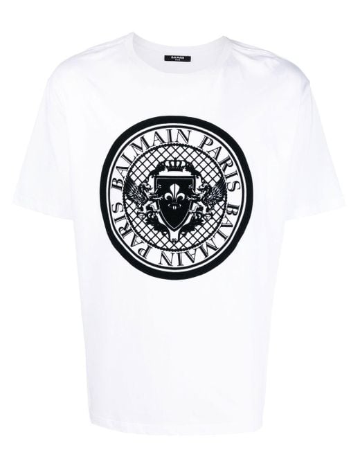 Balmain T-Shirt mit Logo-Print in White für Herren