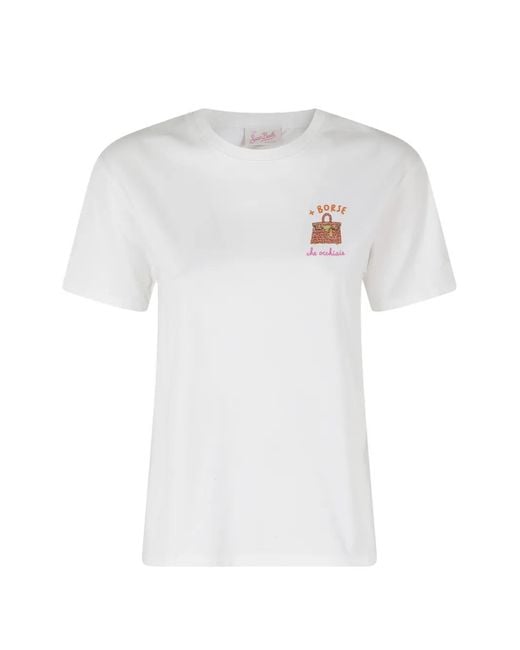 Mc2 Saint Barth White Emilie Strass-Embellished T-Shirt