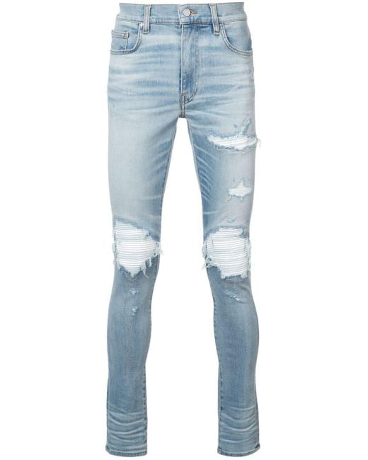 amiri mx1 jean レザーパッチ Amiri Mx1 Leather Patch Jeans in Blue for Men | Lyst