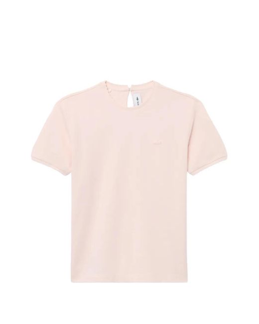Lacoste Pink Scalloped-Edge Logo-Embroidered T-Shirt